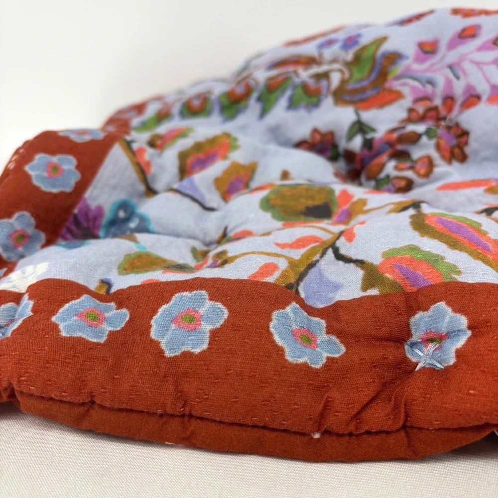 Anthropologie Kelcey Quilt Sham Blue Rust Floral Butterfly Organic Cotton 26x26